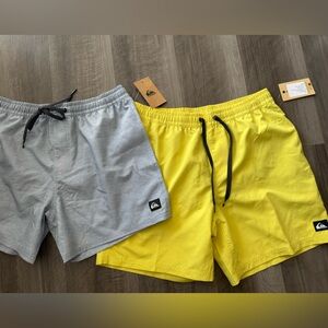 Quiksilver Yellow and Grey Volley Shorts set of 2- size medium